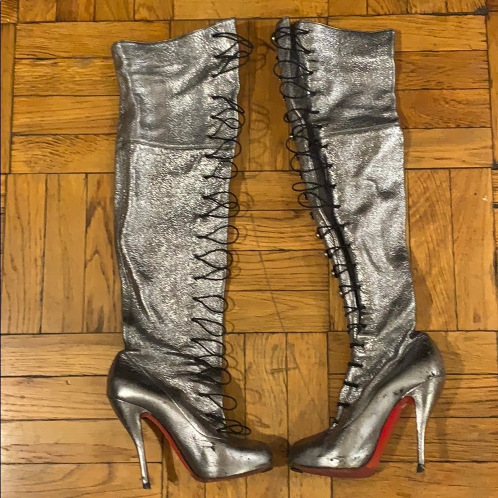 Christian Louboutin silver boots